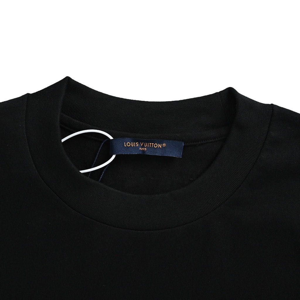 Louis Vuitton Script Signature Embroidered T-Shirt — Black / Rose