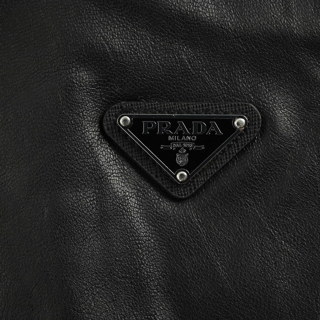 Prada Glossy Snap-Front Shirt Jacket — Black