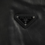 Prada Glossy Snap-Front Shirt Jacket — Black
