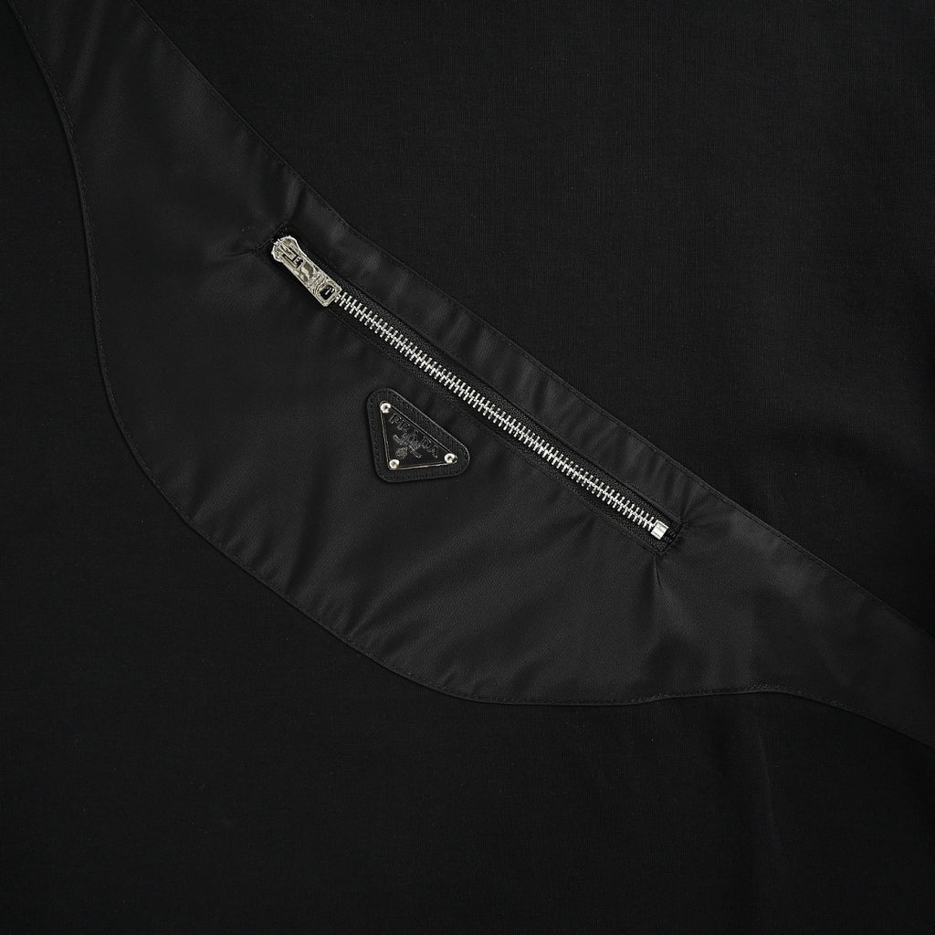 Prada Asymmetric Zip-Panel Sweatshirt — Black