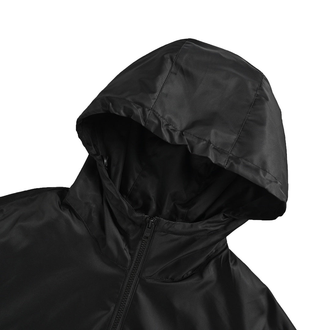 Prada Tonal Logo Hooded Zip Jacket — Black