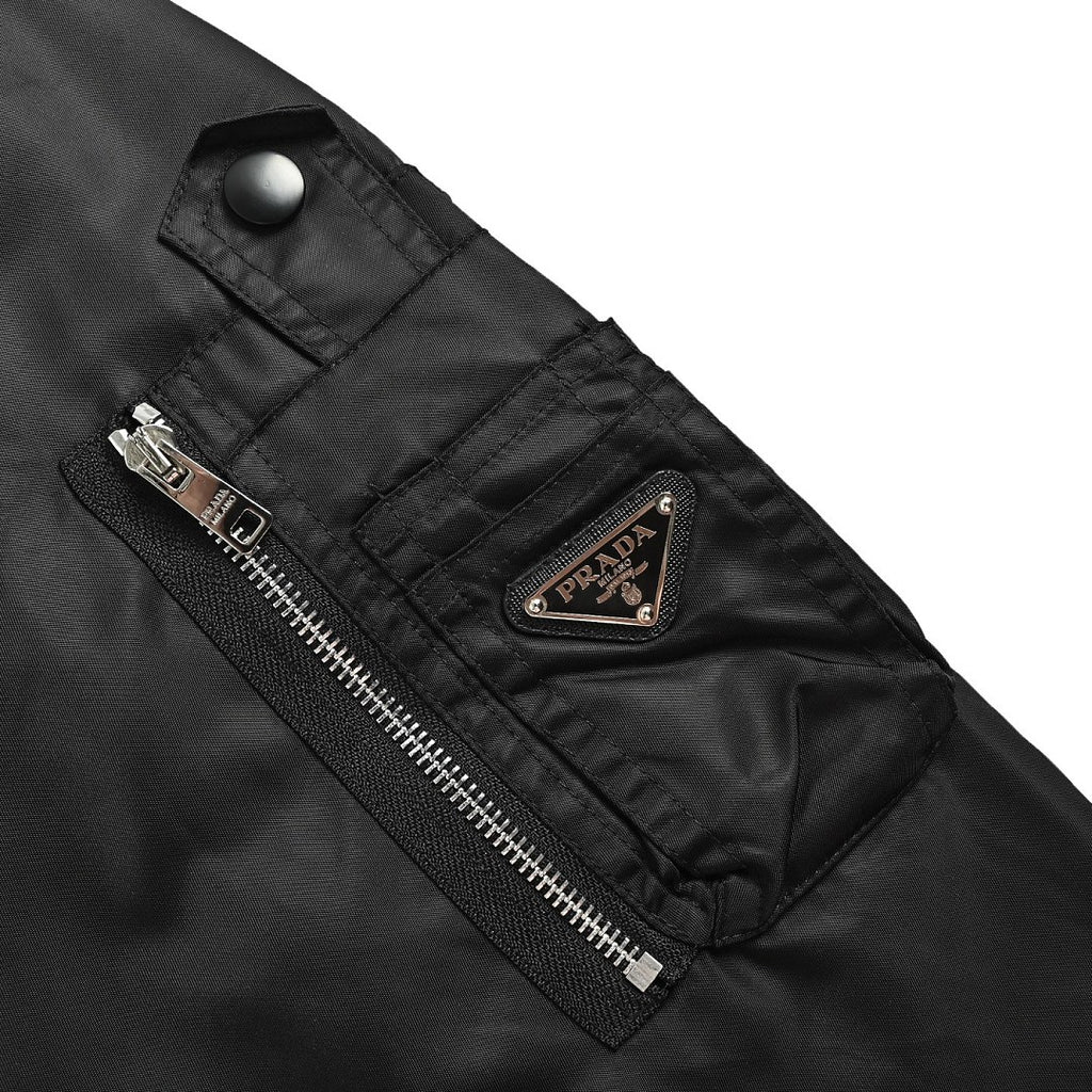 Prada Utility Bomber Jacket with Triangle Logo — Black