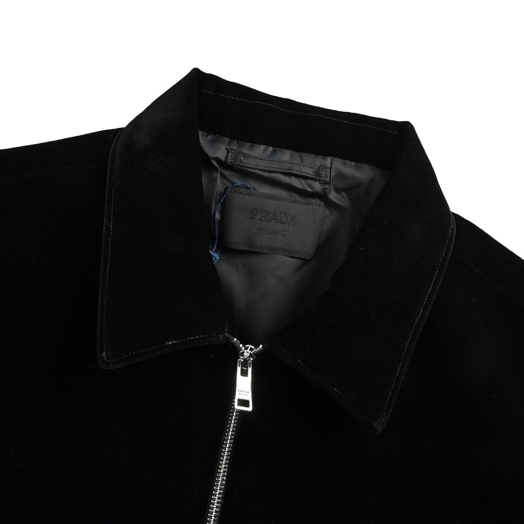 Prada Triangle Logo Stand-Collar Zip Jacket — Black