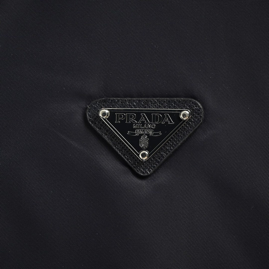 Prada Mixed-Material Triangle Logo Zip Jacket — Black
