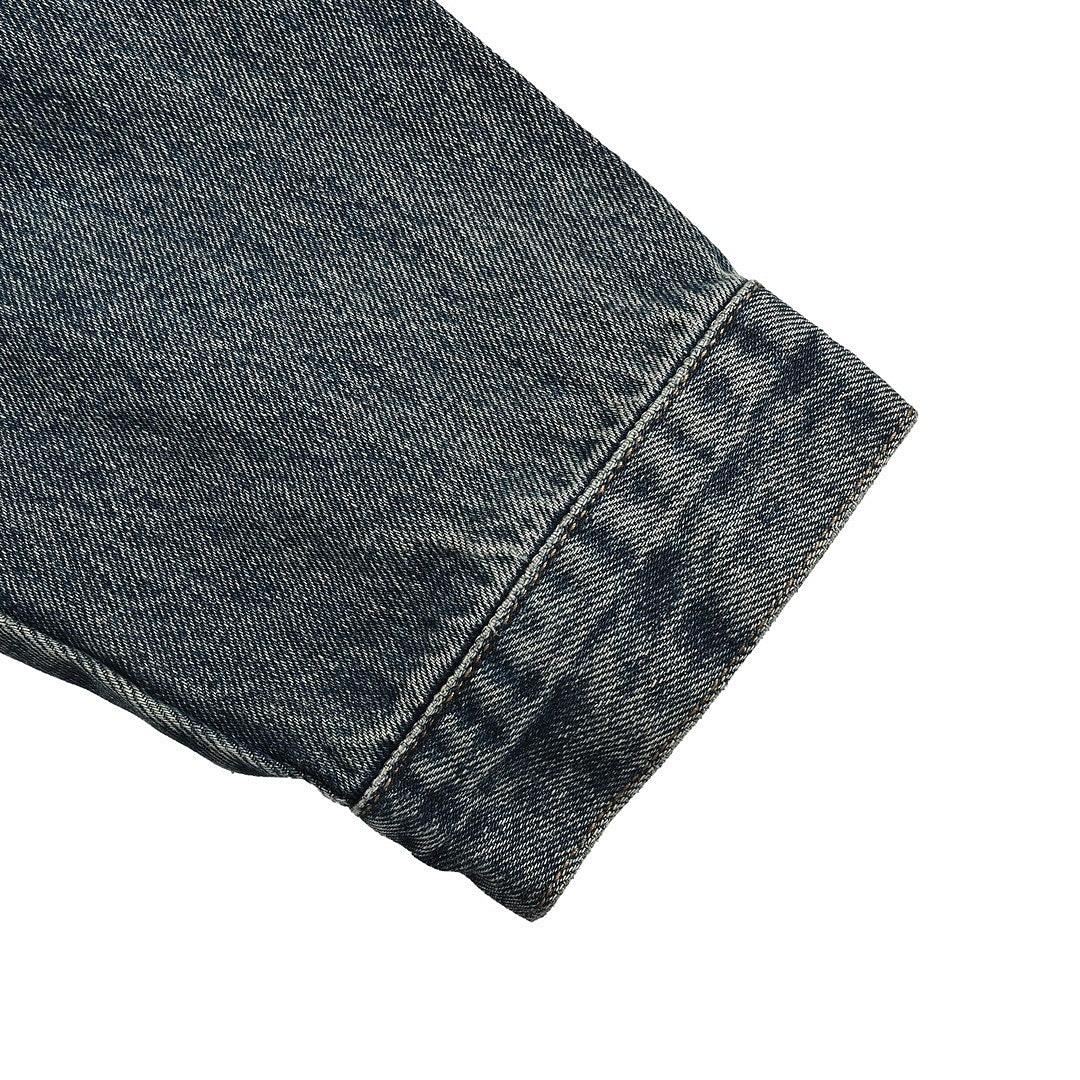 Prada Vintage-Wash Denim Zip Jacket — Charcoal Black