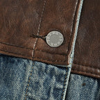Prada Distressed Denim Trucker Jacket with Leather Yoke — Vintage Wash