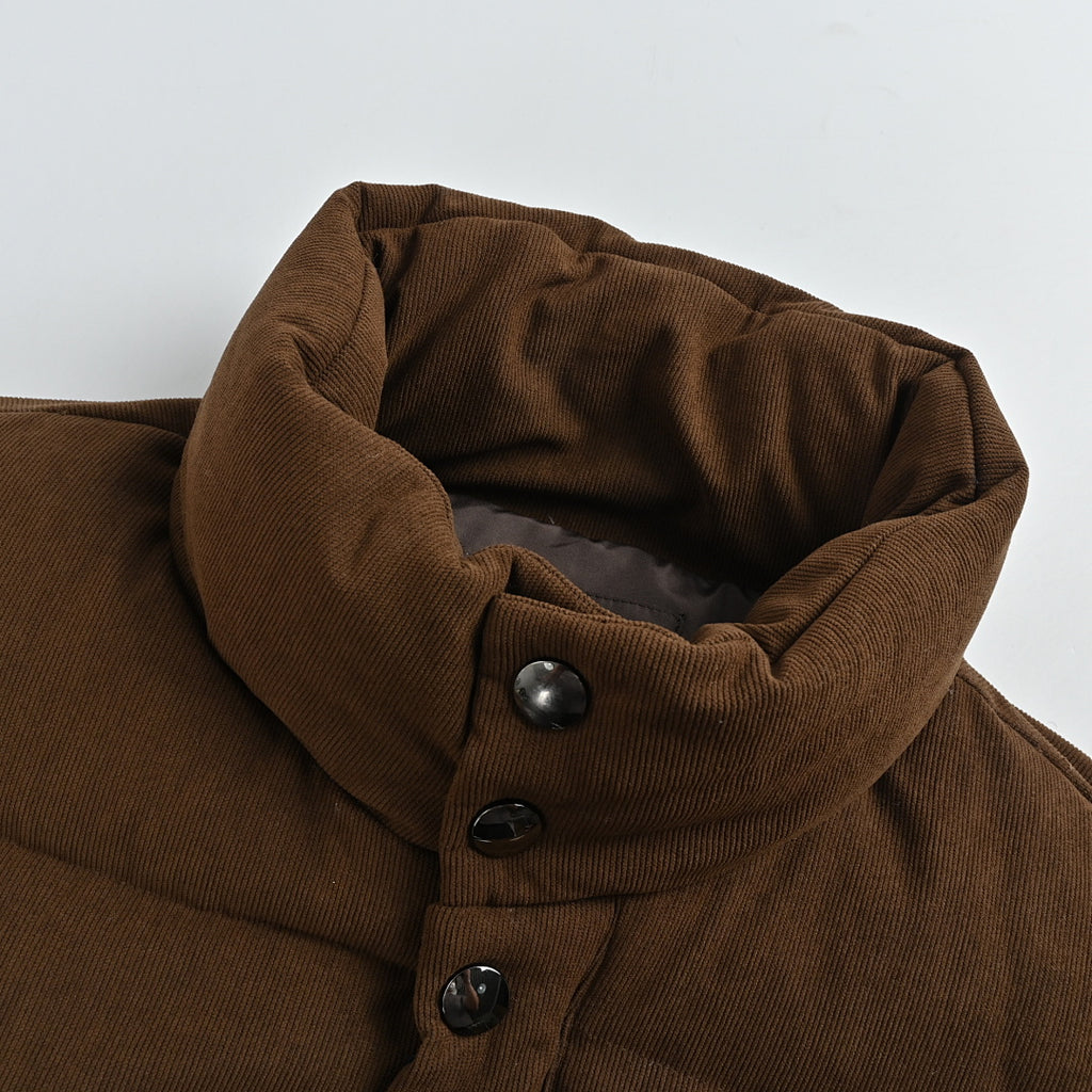 Prada Triangle Logo Down Vest — Dark Brown