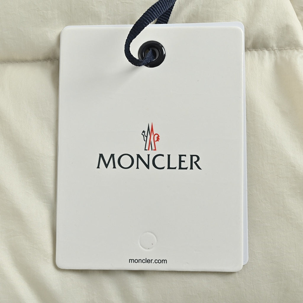 Moncler Hooded Down Jacket — Matte Cream, Zip Chest Pockets