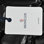 Moncler Glossy Oversized Hooded Down Jacket — Snap Front, Contrast Hood Lining