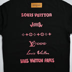 Louis Vuitton Script Signature Embroidered T-Shirt — Black / Rose