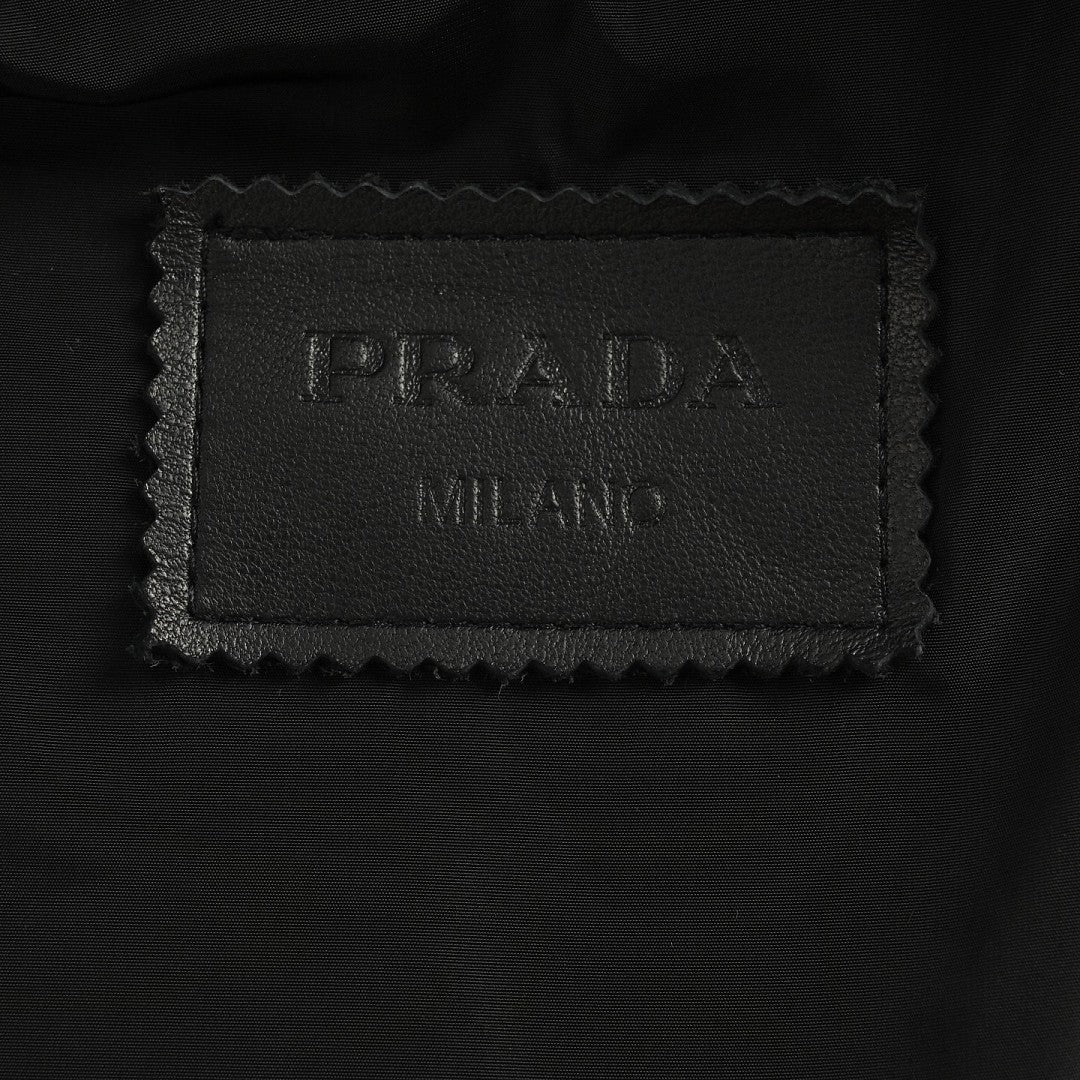 Prada Glossy Snap-Front Shirt Jacket — Black
