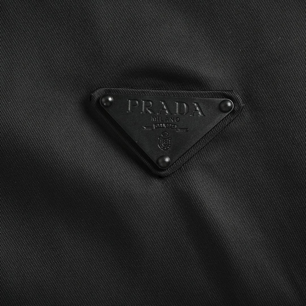 Prada Tonal Logo Hooded Zip Jacket — Black
