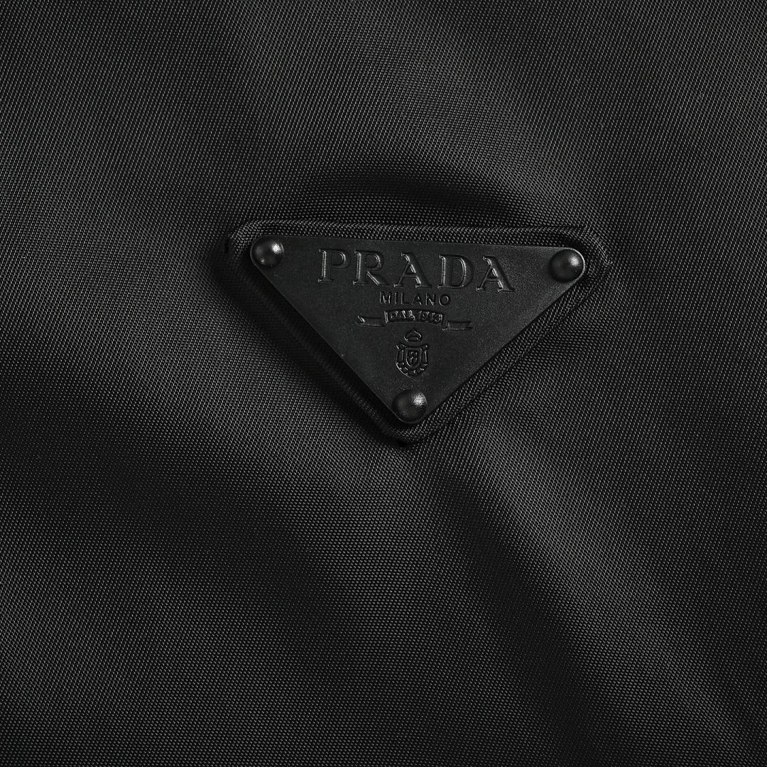 Prada Tonal Logo Hooded Zip Jacket — Black