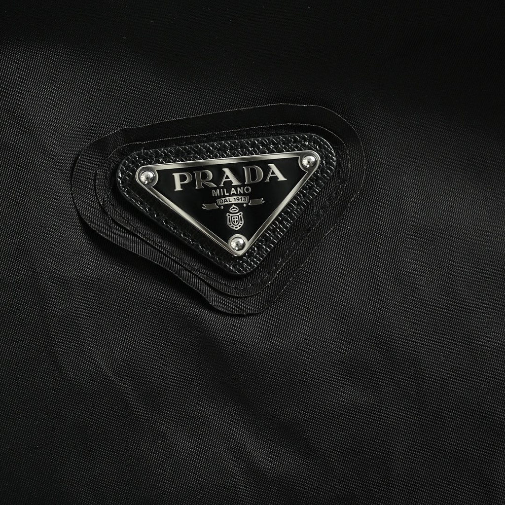 Prada Stand-Collar Two-Way Zip Jacket — Black