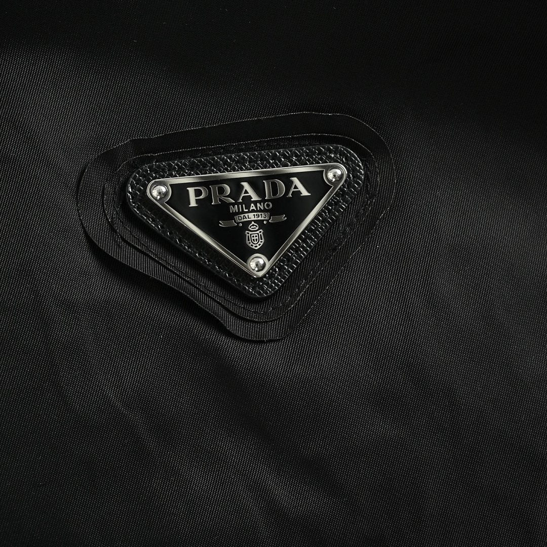 Prada Stand-Collar Two-Way Zip Jacket — Black