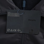 Prada Mixed-Material Triangle Logo Zip Jacket — Black