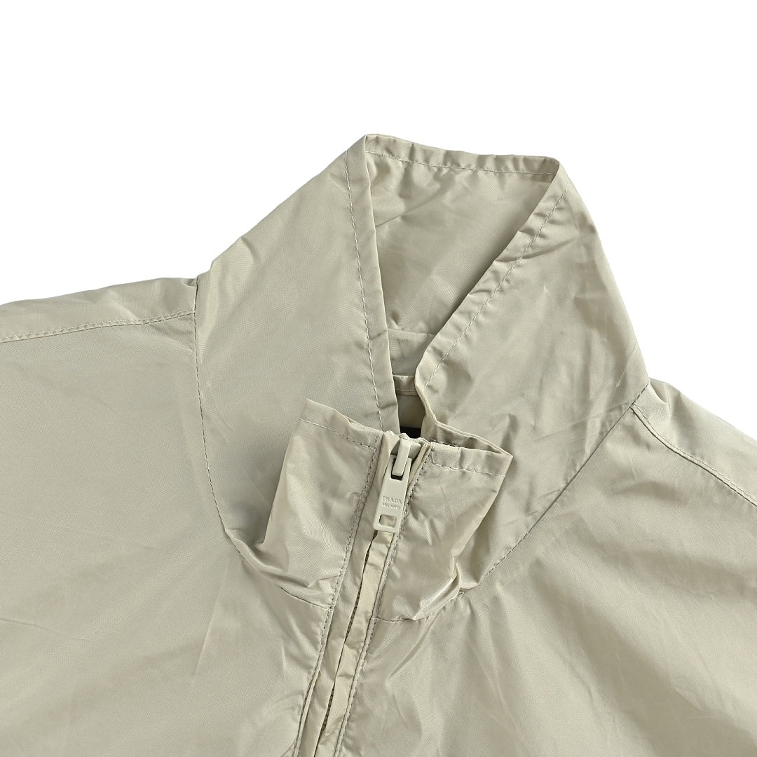 Prada Contrast-Panel Zip Jacket — Light Grey