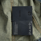 Prada Leather-Yoke Denim Trucker Jacket — Vintage Blue