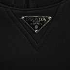 Prada Triangle Logo Crewneck Sweatshirt — Black
