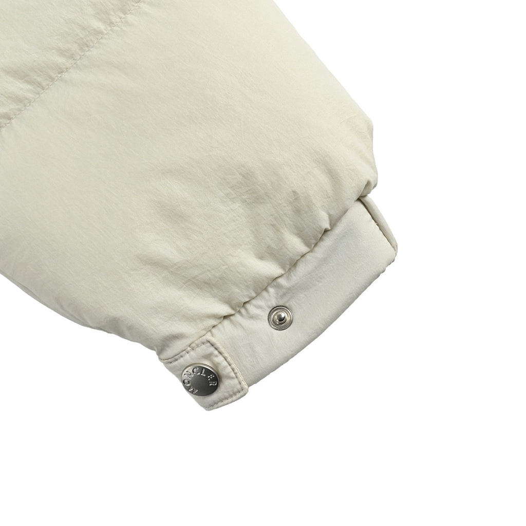 Moncler Hooded Down Jacket — Matte Cream, Zip Chest Pockets