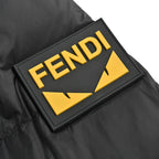 Fendi Hooded Down Jacket — Black, Yellow Logo Badge