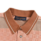 Louis Vuitton 26SS Leather Tab Stripe & Checkerboard Knit Polo Shirt