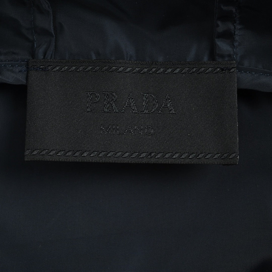 Prada Triangle Logo Hooded Zip Jacket — Black