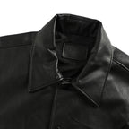 Prada Glossy Snap-Front Shirt Jacket — Black