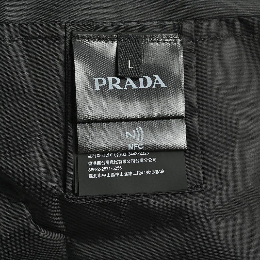 Prada Tonal Logo Hooded Zip Jacket — Black