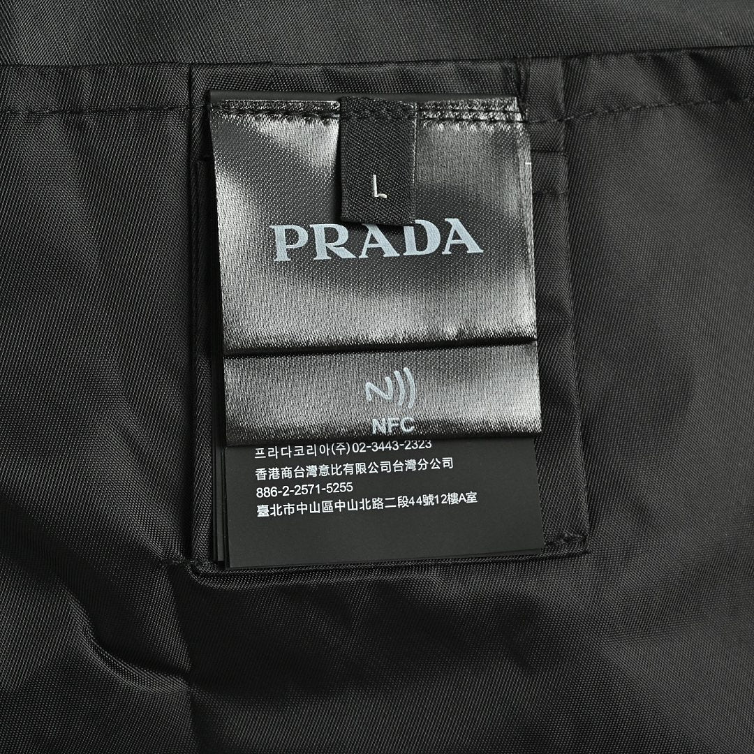 Prada Tonal Logo Hooded Zip Jacket — Black