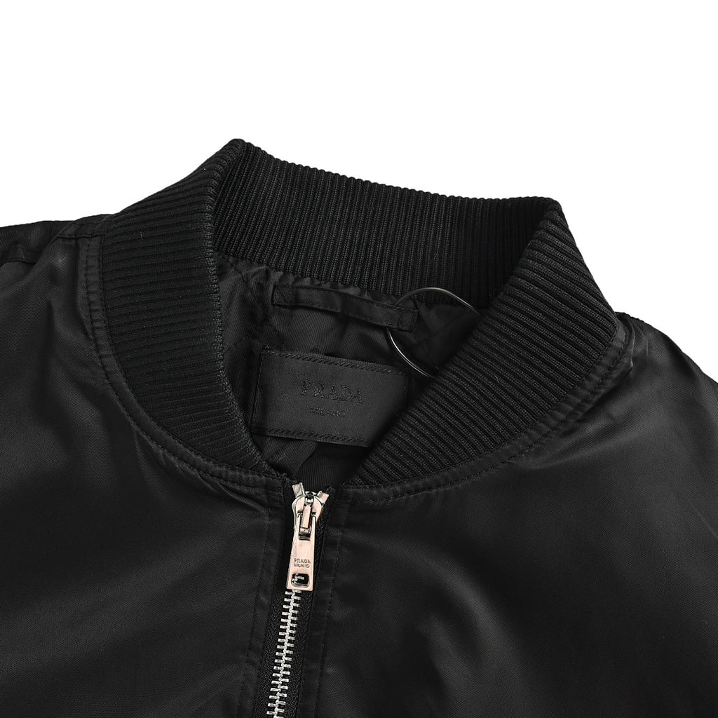 Prada Utility Bomber Jacket with Triangle Logo — Black