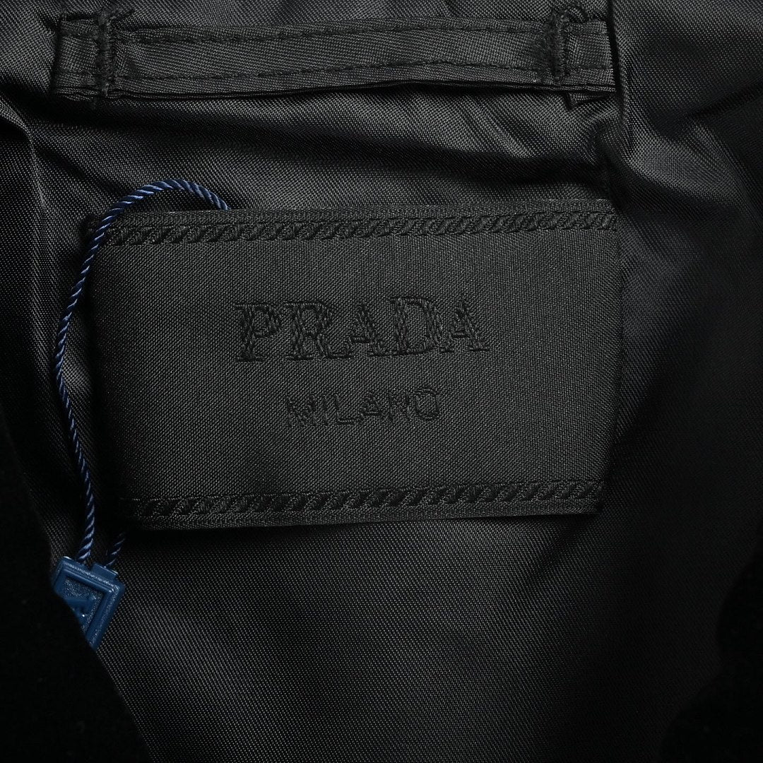 Prada Triangle Logo Stand-Collar Zip Jacket — Black