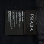 Prada Mixed-Material Triangle Logo Zip Jacket — Black
