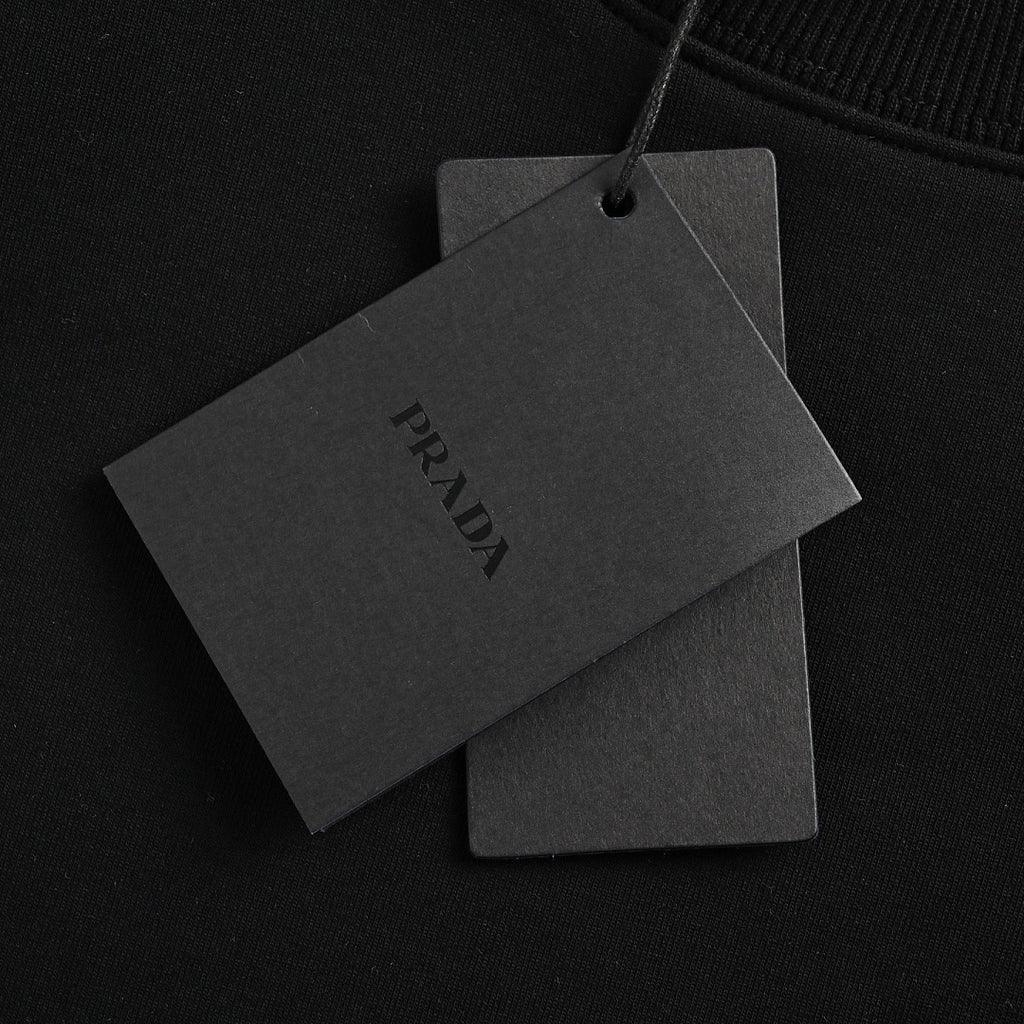 Prada Contrast-Pocket Crewneck Sweatshirt — Black