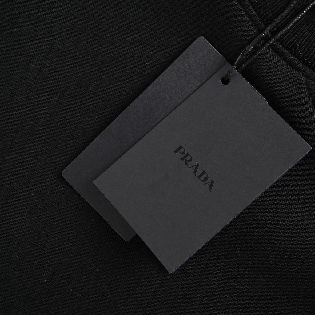 Prada Triangle Logo Crewneck Sweatshirt — Black