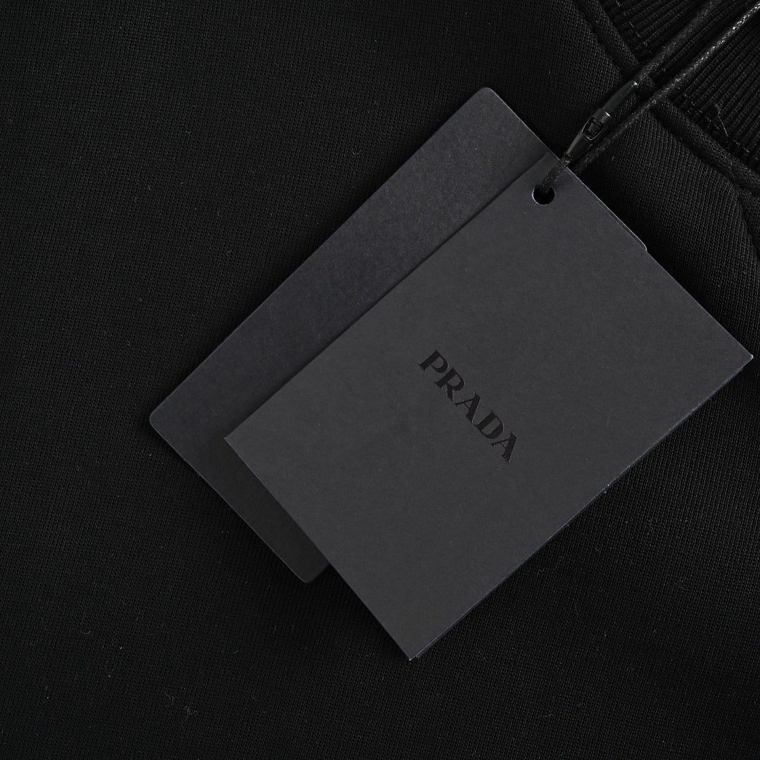 Prada Triangle Logo Crewneck Sweatshirt — Black