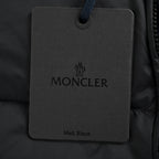 Moncler Matte Hooded Down Jacket — Oversized Logo Badge Snap Front