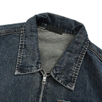 Prada Vintage-Wash Denim Zip Jacket — Charcoal Black