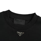 Prada Triangle Logo Crewneck Sweatshirt — Black