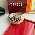 Gucci Men's Leather Belt — Runway Wide Strap Design