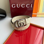 Gucci Men's Leather Belt — Runway Wide Strap Design