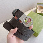 Gucci Men's Leather Belt — Heritage GG Buckle Collection