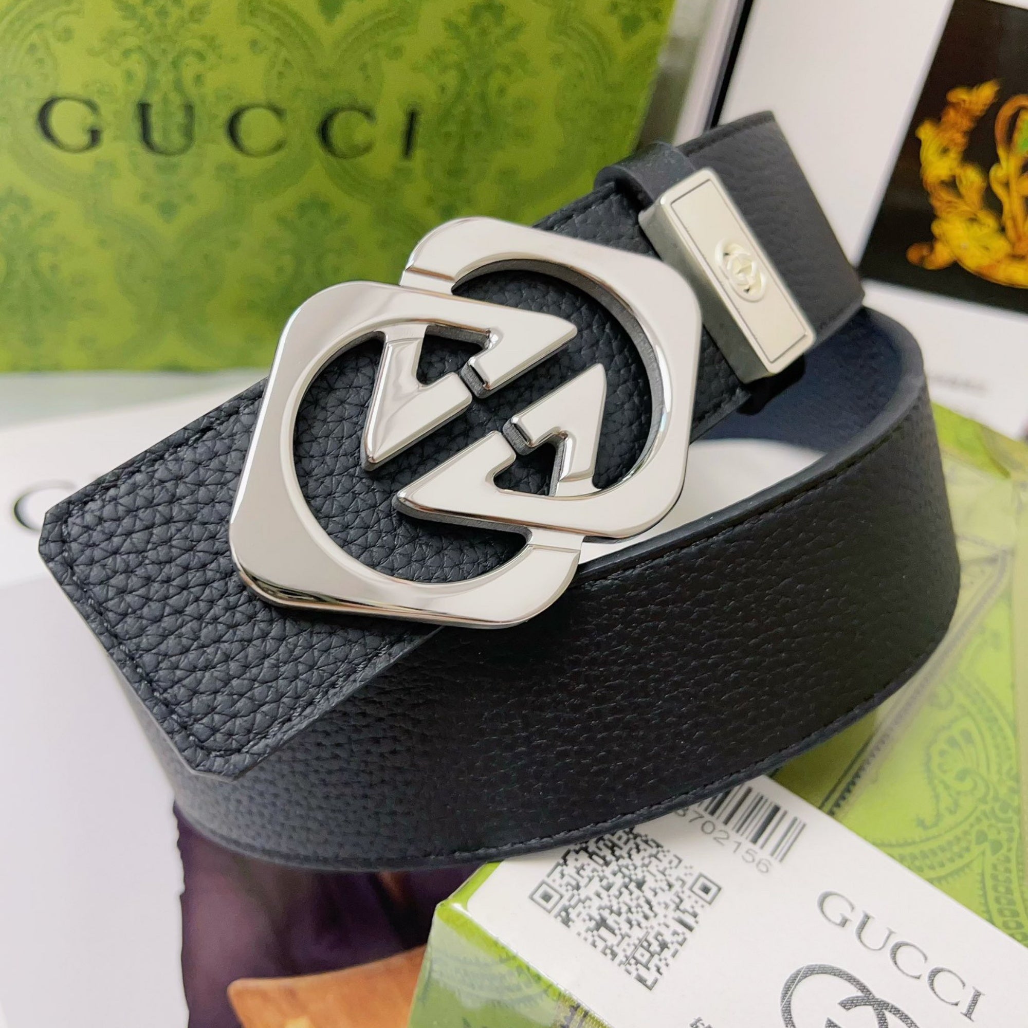 Gucci Men's Leather Belt — Bold GG Hardware Edition