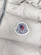 Moncler Classic Badge Short Down Jacket — Silver Grey