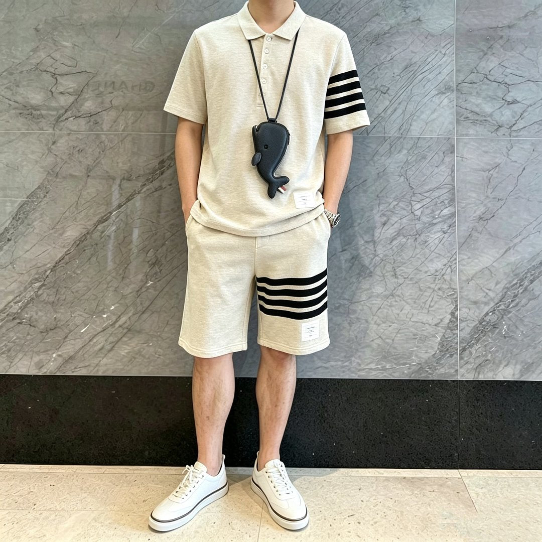 Thom Browne 4-Bar Stripe Sweat Shorts – Natural White