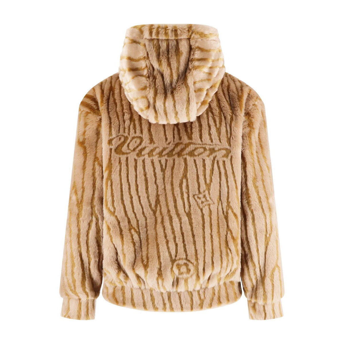 Louis Vuitton Caramel Faux Fur Wave-Texture Hooded Jacket