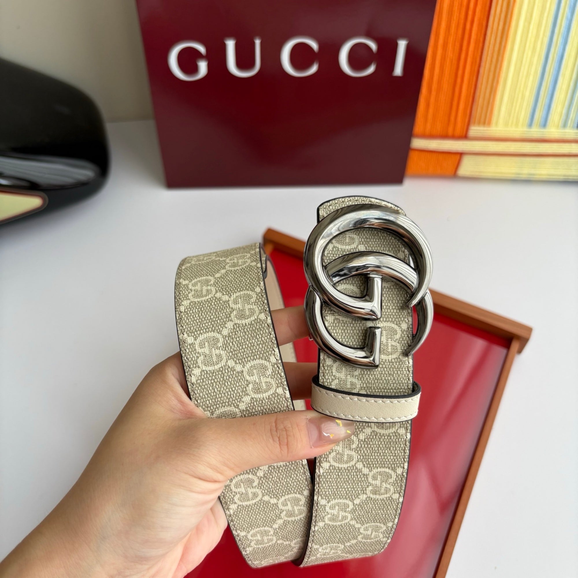 Gucci Men's Leather Belt — Runway Wide Strap Design