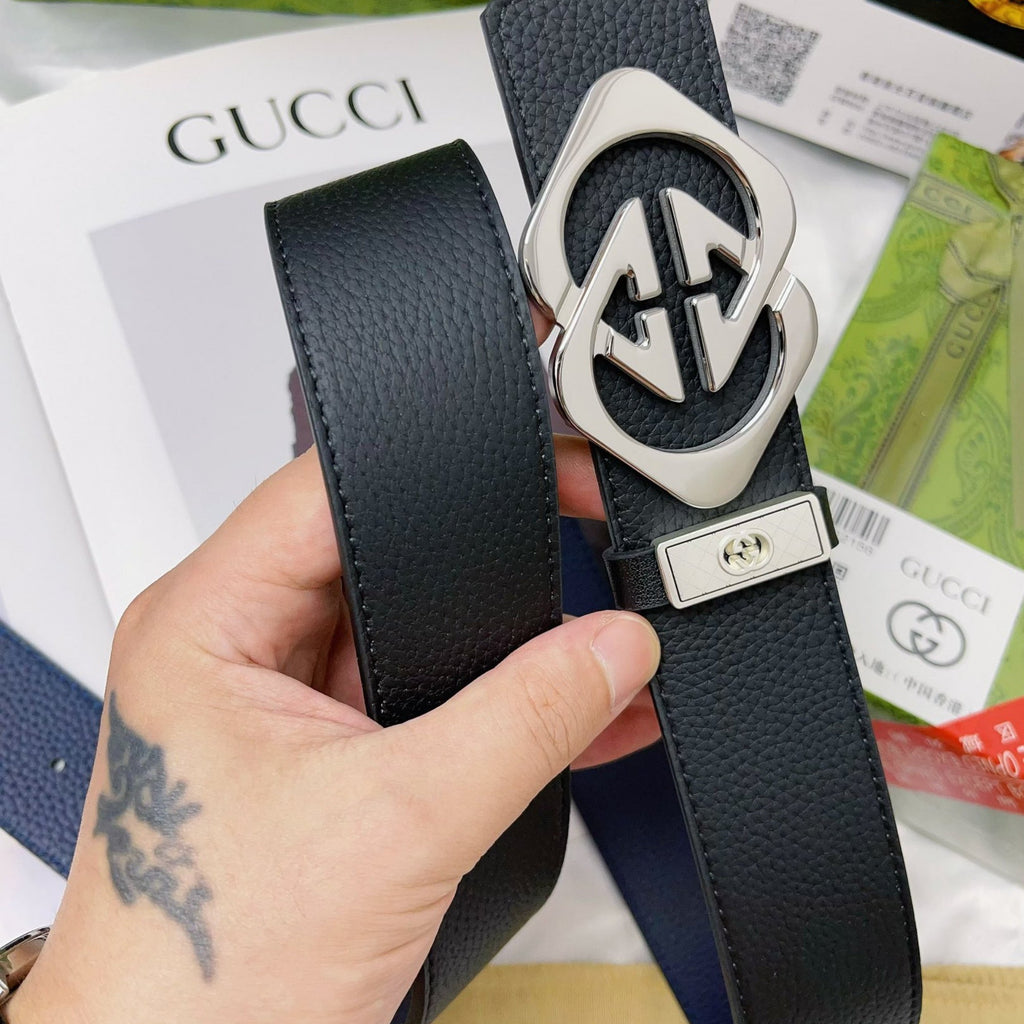 Gucci Men's Leather Belt — Bold GG Hardware Edition