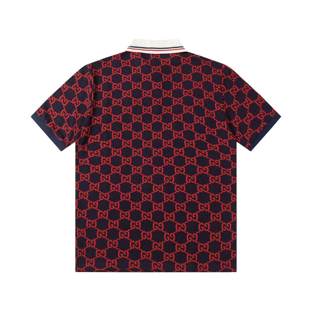 Gucci GG Monogram Polo Shirt | Navy & Red