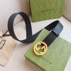 Gucci Men's Leather Belt — Signature GG Hardware